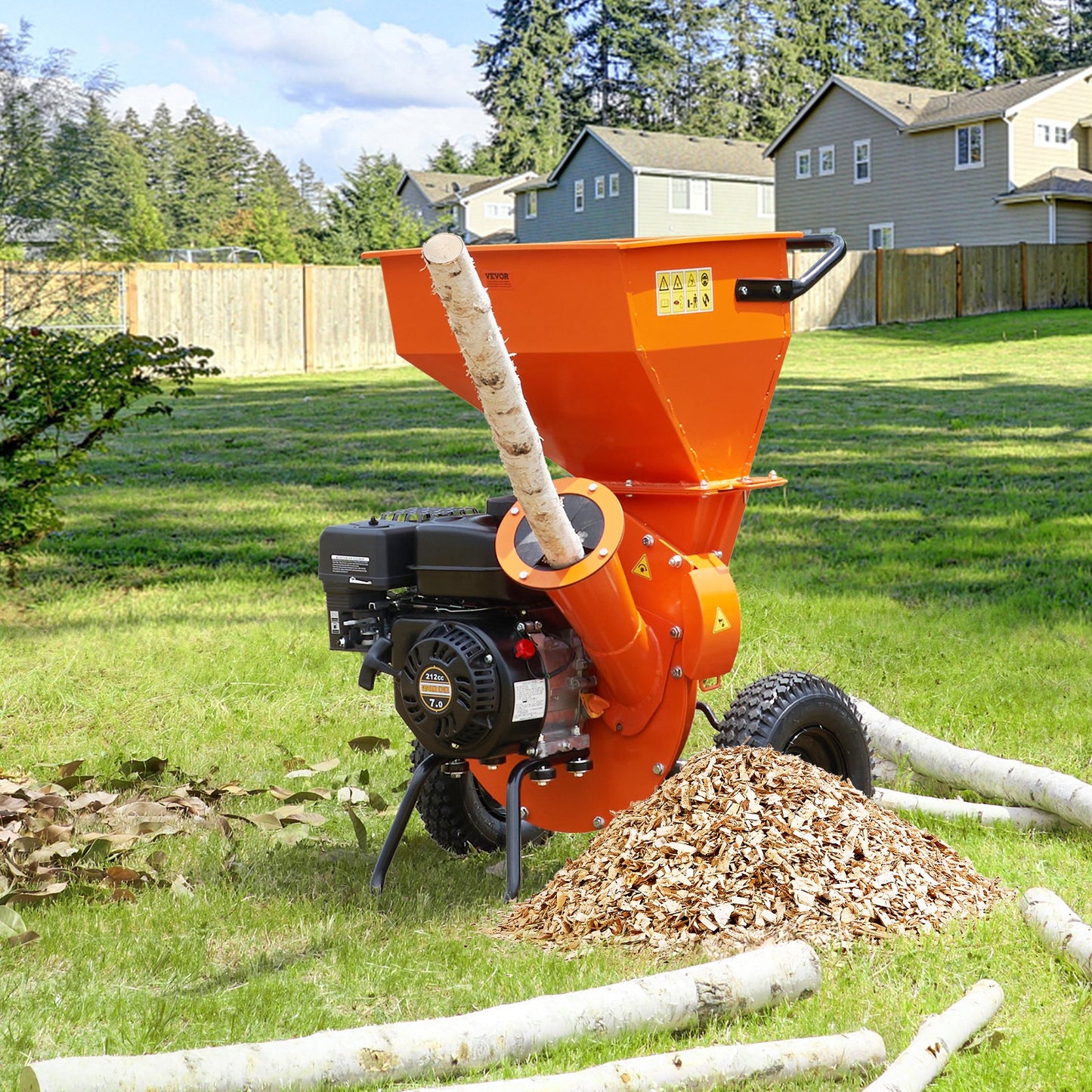 Wood Chipper Shredder Mulcher 7HP Heavy Duty Gas Powered 3” 212cc 4.1 KW
