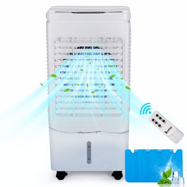 ZOKOP FLS-Z33DR Electric Fan 110V 150W 40L With Remote Control, With LCD Display, With 4 Ice Crystals, With Casters, ABS Plastic, White