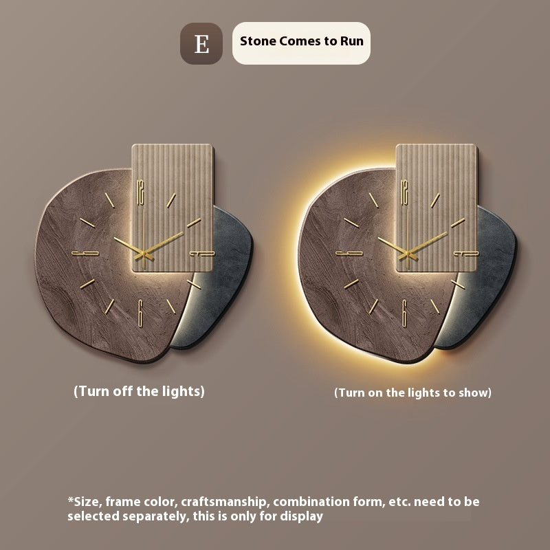 Stone Brings Luck Restaurant Clock Wall Modern Simple