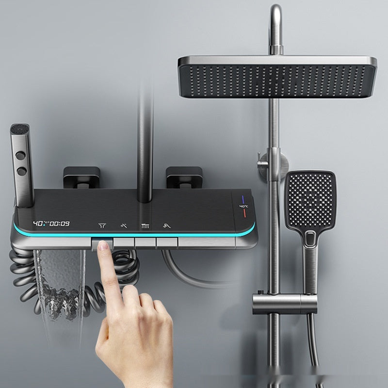 Home Bathroom Booster Gun Gray Constant Temperature Shower Head Set