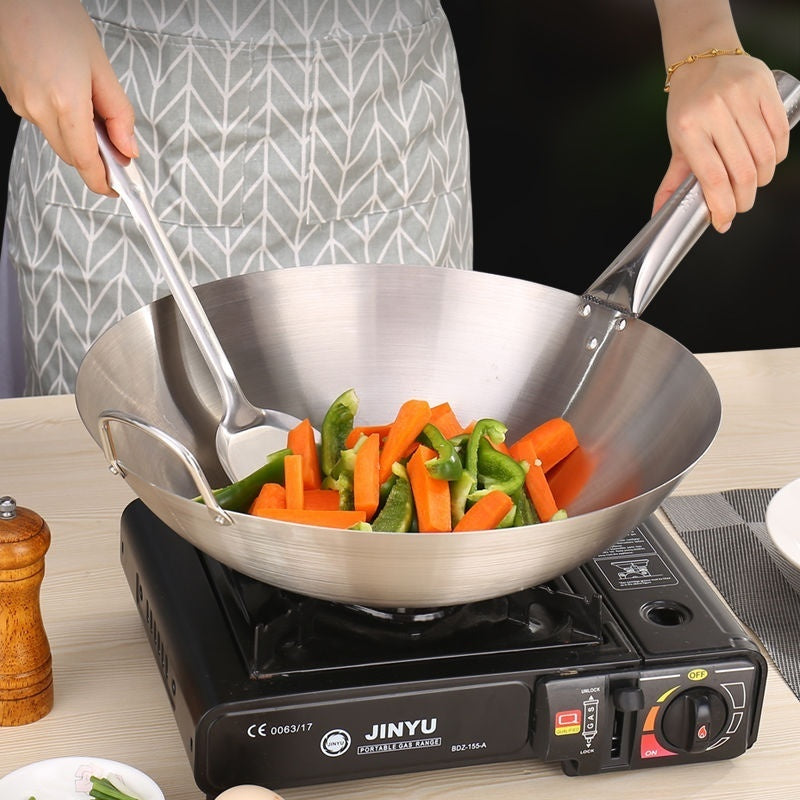 Household Quick-fry Pan Gas Stove Round Bottom Uncoated Wok