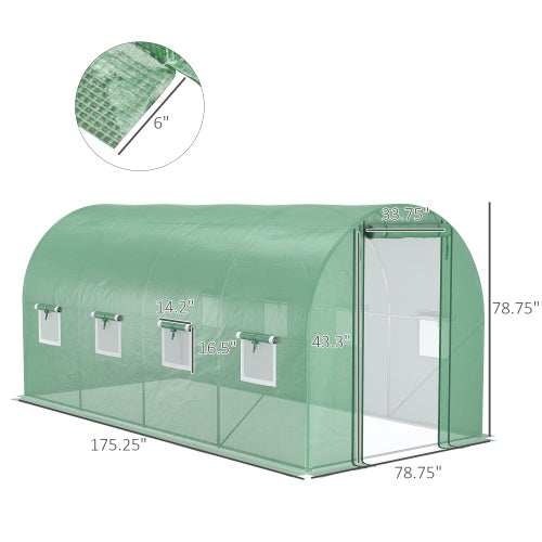 Walk In Tunnel Circular Greenhouse With Mesh Doors And 8 Windows