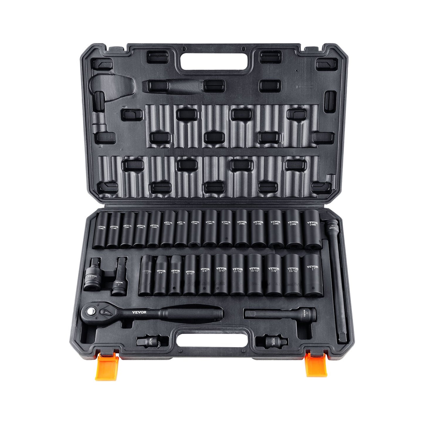 Metric 10-24mm, 6 Point Cr-V Alloy Steel For Auto Repair, Easy-to-Read Size Markings, Rugged Construction, Includes Storage Case