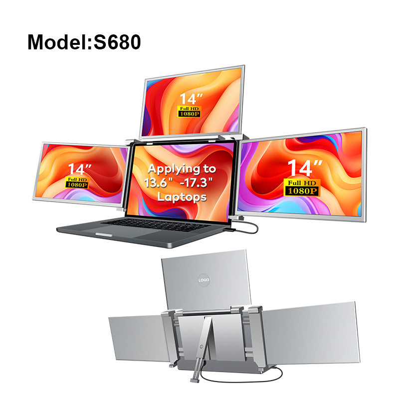 Portable Triple-screen Display Connect Three Screens With A Single Cable Laptop Secondary Display Monitor