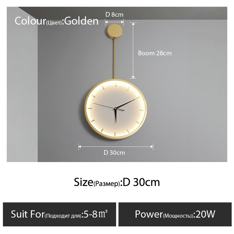 Modern Minimalist Living Room Mute Clock Wall Light