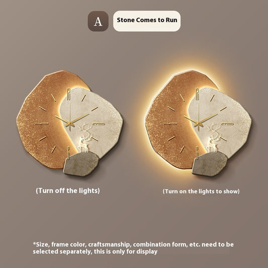 Stone Brings Luck Restaurant Clock Wall Modern Simple