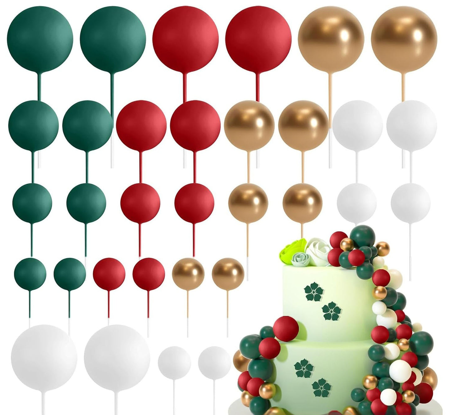 32 Pcsset Colorful Foam Ball Birthday Cake Decoration Multi-style Plug-in