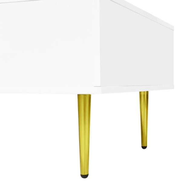 White High-gloss Coffee Table, Modern And Simple, With 2 Drawers