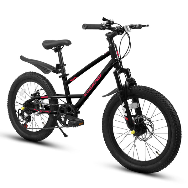 A20184 20 Inch Mountain Kids Bike For Boys & Girls, Ages 6-12, 7-Speed With Front Suspension