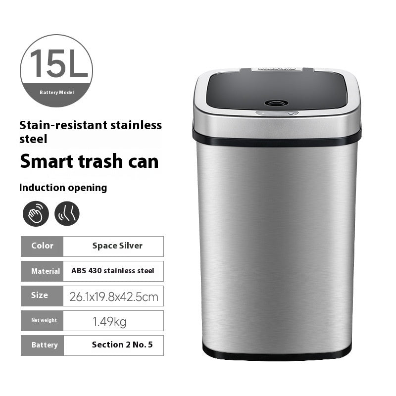 Smart Induction Stainless Steel Trash Can Home Office