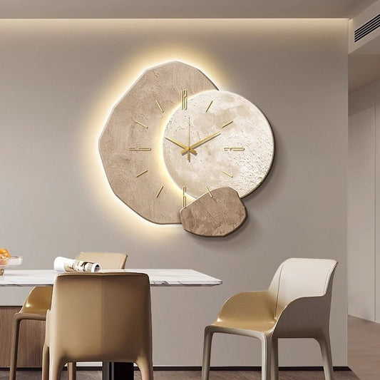 Stone Brings Luck Restaurant Clock Wall Modern Simple