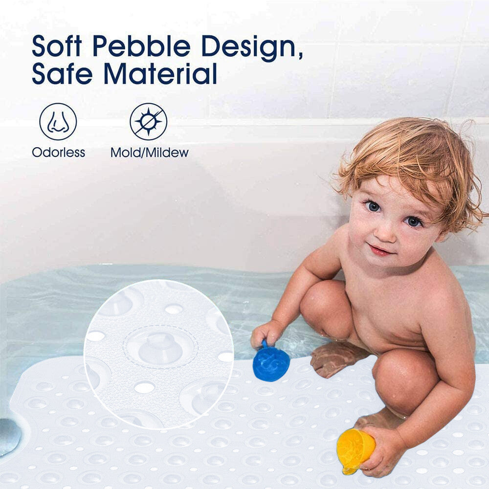 Non Slip Bath Mat Extra Large Shower Mat Bathtub Anti-Mold Rubber Strong Suction