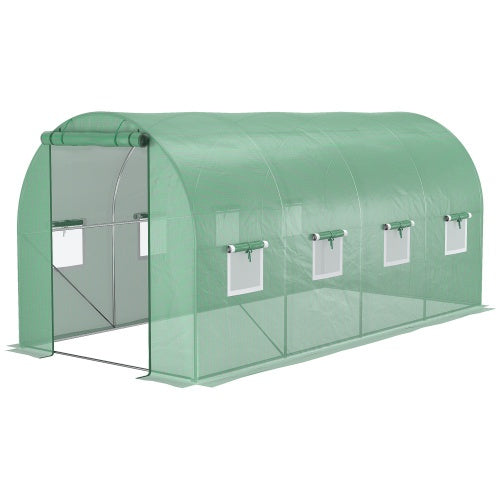 Walk In Tunnel Circular Greenhouse With Mesh Doors And 8 Windows