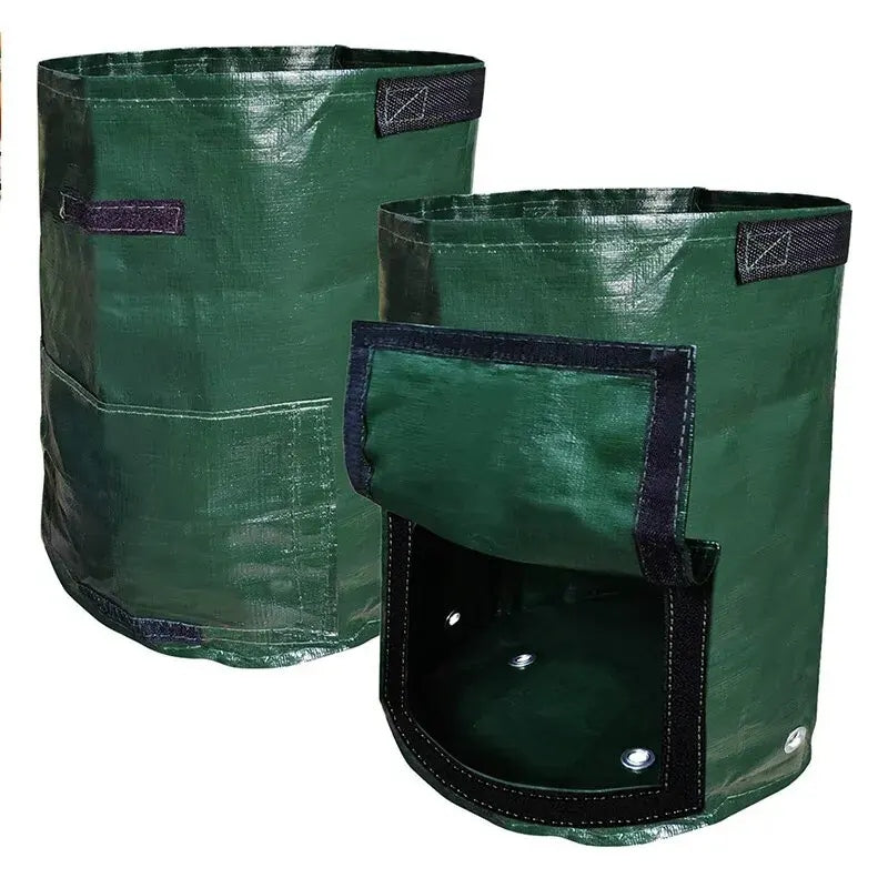 10 Gallon -6 Pack Potato Grow Bags, Heavy Duty PE Fabric Pots With Flap And Handles, Green Planter Bags For Potato Vegetables Outdoor Garden, For All Plants Growing