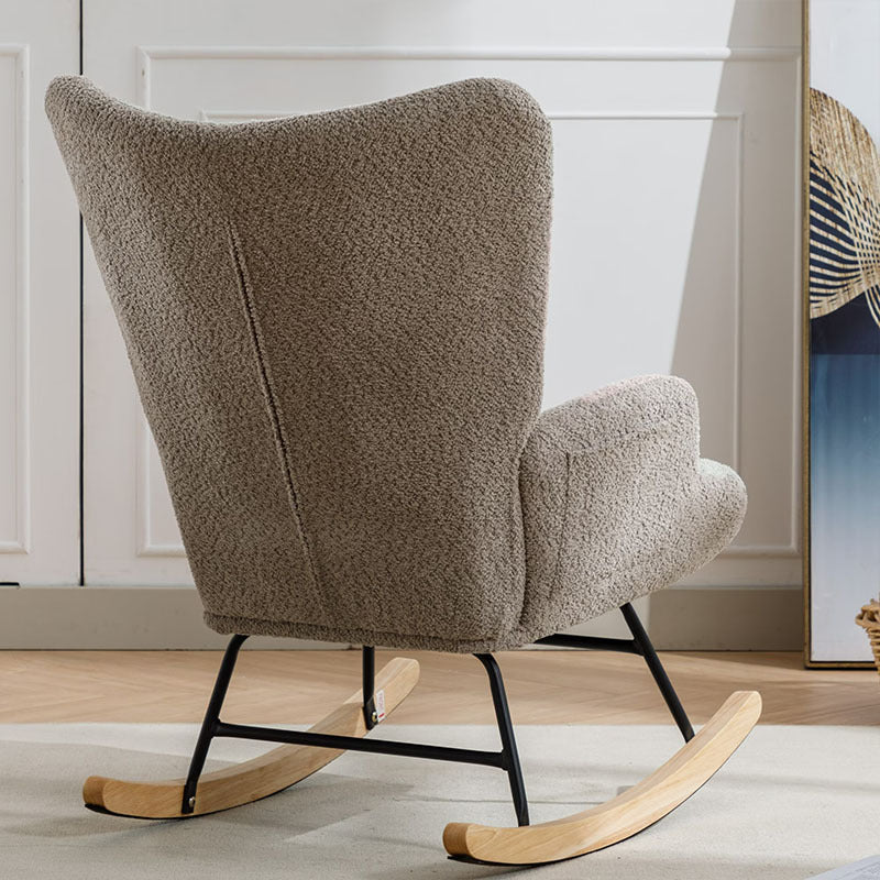 Modern Patchwork Accent Chair With Solid Wood Armrest And Feet