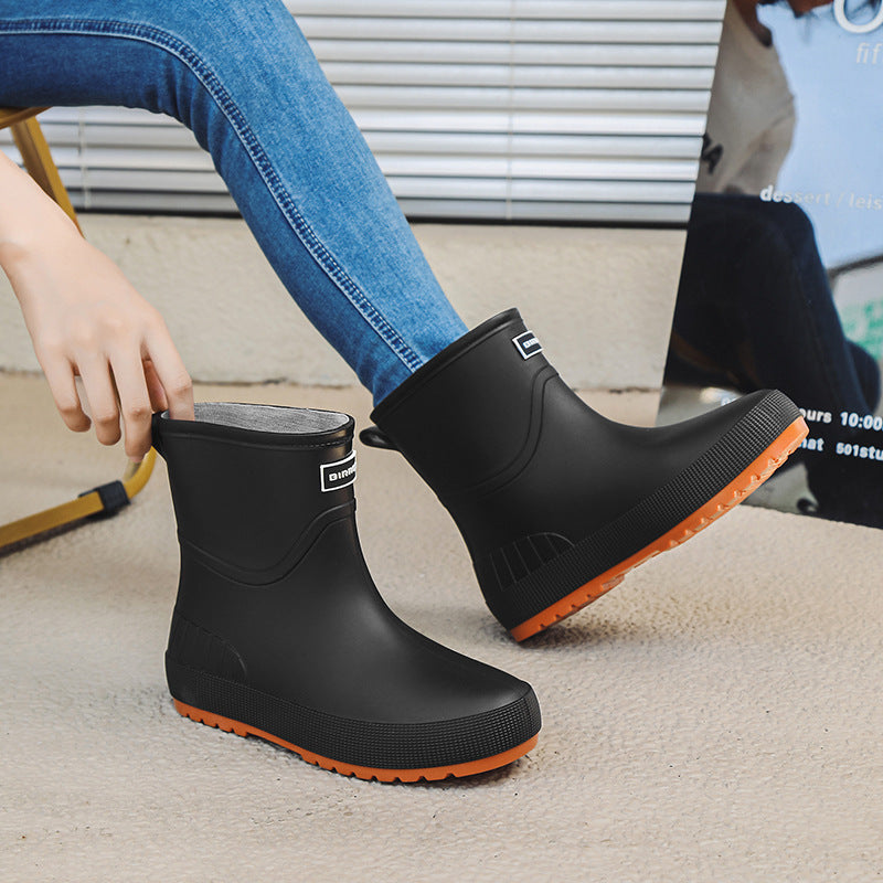 Mid-calf Women's Stylish Water Shoes Outdoor Non-slip Adult Rain Boots