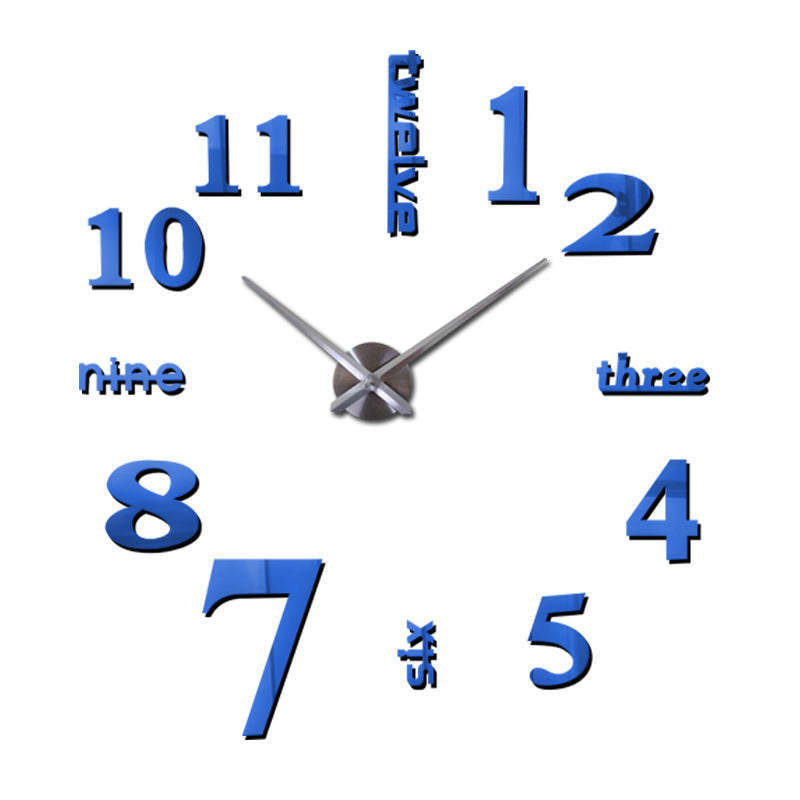 Creative acrylic mirror wall clock DIY stereo hanging