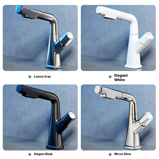 Washbasin Pull-out Faucet Lifting Bathroom Table Hot And Cold