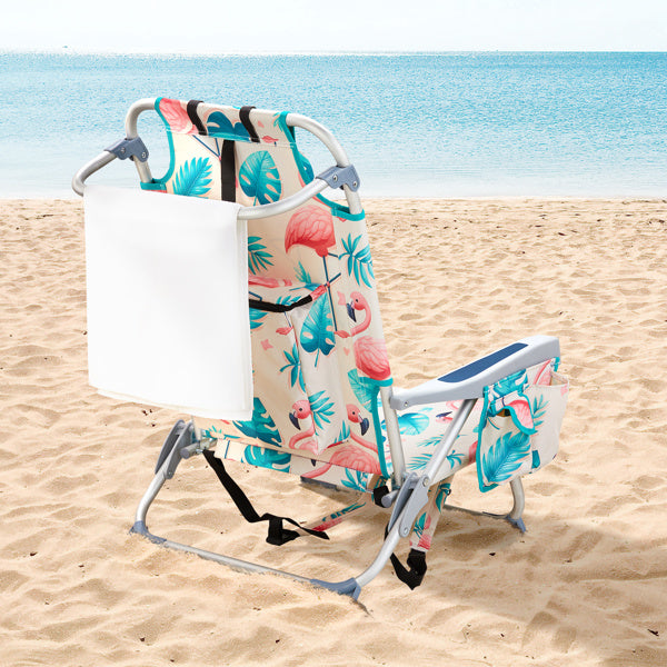 63x65x82cm, Flamingo Motif, Aluminum, Beach Chair, Oxford Cloth