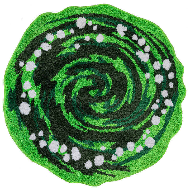 Round Green Moss Carpet Bedside