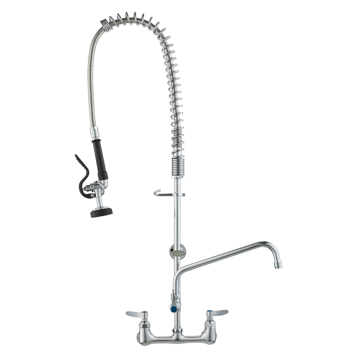 Kommerzieller Wasserhahn Mit Vorspülbrause, 915  Höhe, 30,5 Cm Schwenkauslauf, Küchenspülenarmatur Zur Wandmontage, Gerät Aus Messing Mit Ausziehbarer Brause, Für 1/2/3-Fach-Spüle