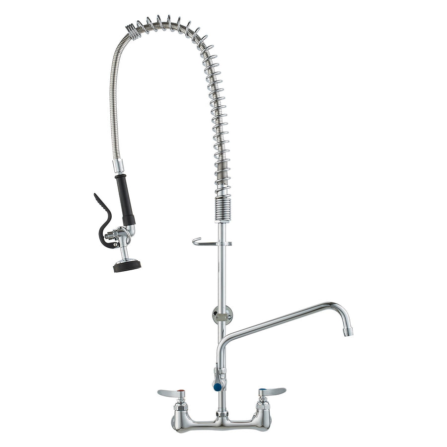Kommerzieller Wasserhahn Mit Vorspülbrause, 915  Höhe, 30,5 Cm Schwenkauslauf, Küchenspülenarmatur Zur Wandmontage, Gerät Aus Messing Mit Ausziehbarer Brause, Für 1/2/3-Fach-Spüle