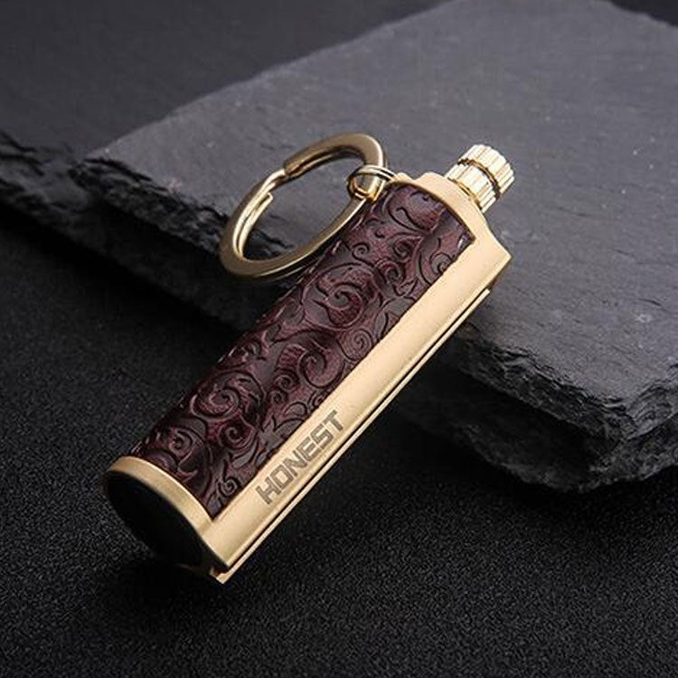 Creative Metal Keychain Lighter Wild Fire Ten Thousand Times Use Kerosene Lighters Gifts For Men