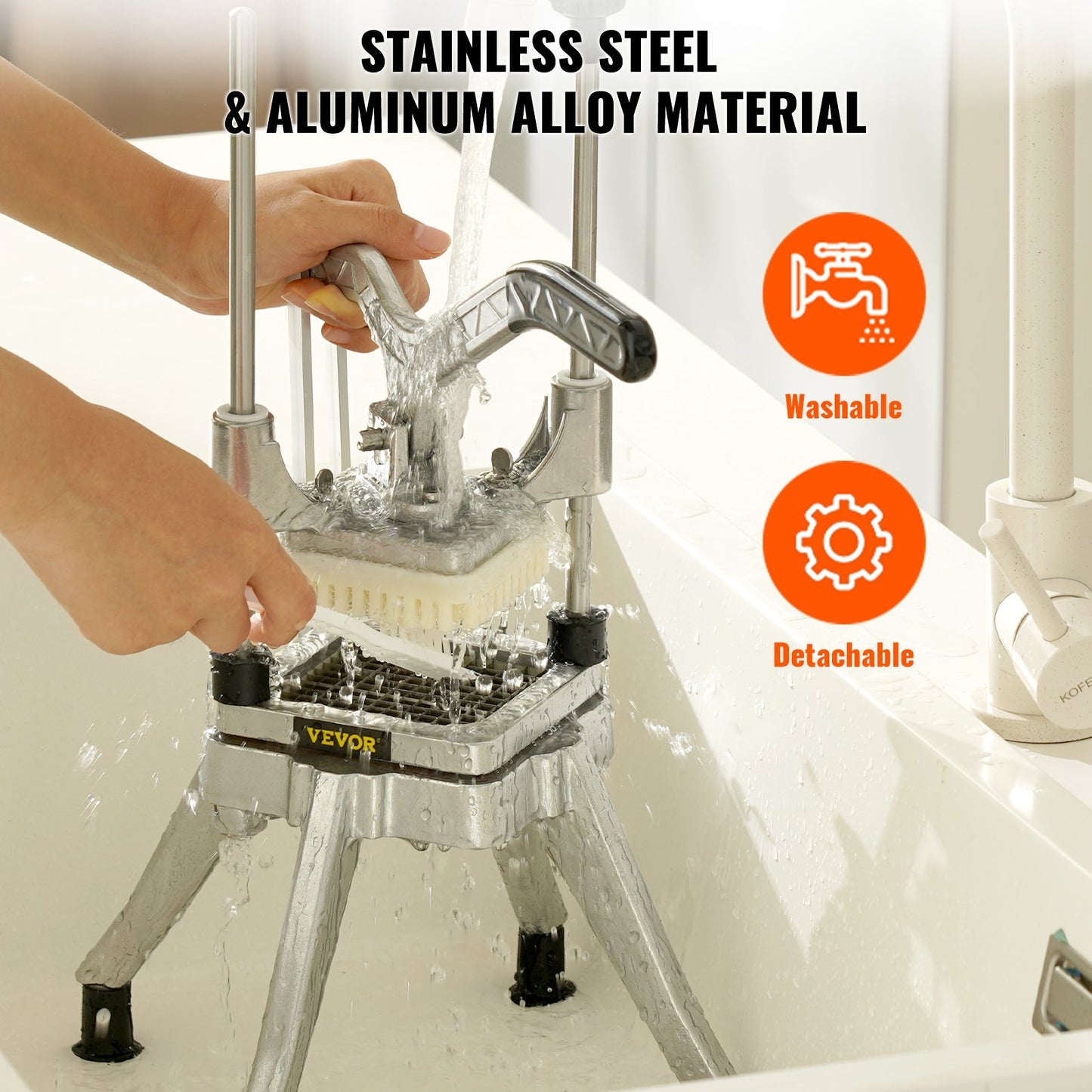 Kartoffelschneider Pommes Frites Schneider 0,64cm Frittenschneider Gemüseschneider Kommerzieller Zerkleinerer Obstschneidemaschine Mit 2 Ersatzklingen, Edelstahl Zerhacker Gemüseschneider