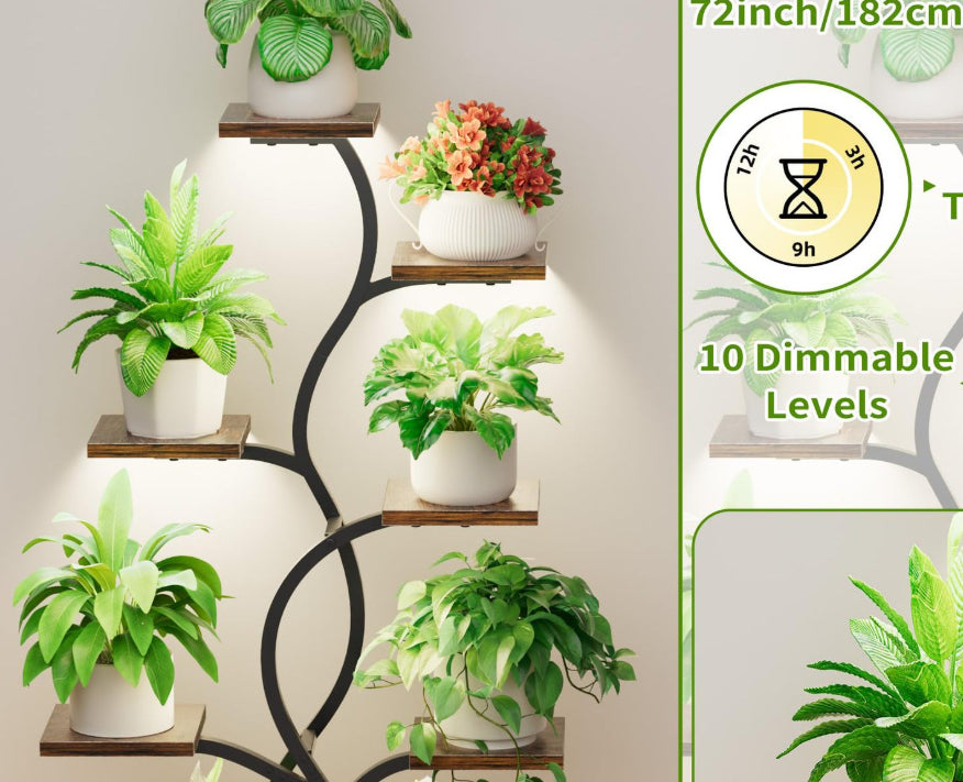 Metal Ironwood Indoor Plant Stand With Grow Lightsperfect For Indoor Gardening