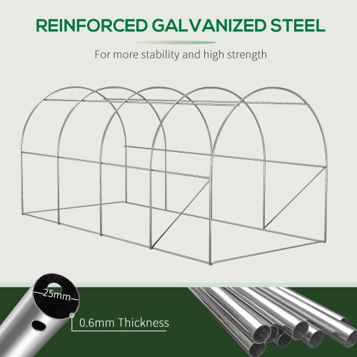 Walk In Tunnel Circular Greenhouse With Mesh Doors And 8 Windows