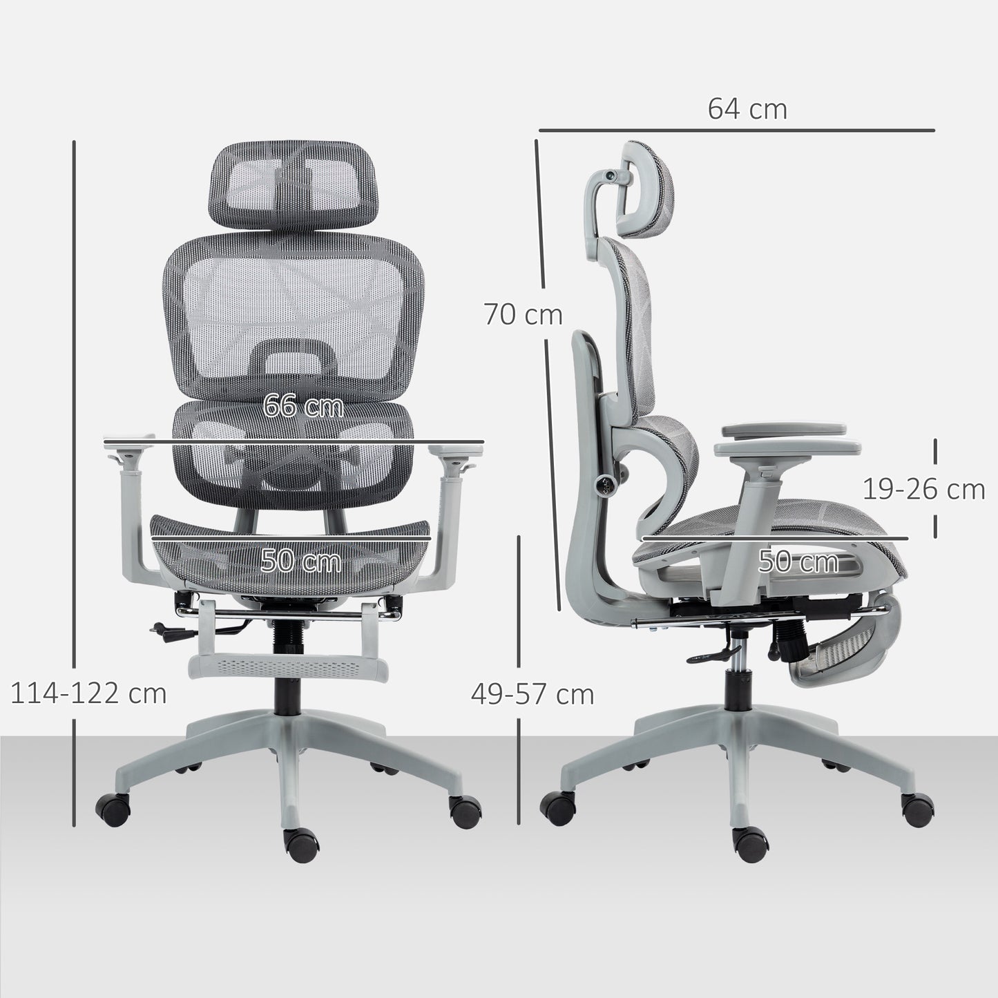 Multi-Adjustable Mesh Office Chair - Grey