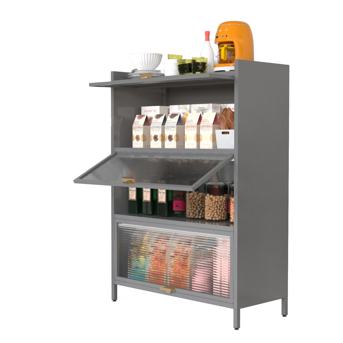 4-Level Flip Door Metal Cabinet