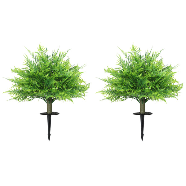 Künstliche Boston-Farn-Büsche UV-beständig, Kunstpflanzen Mit Stäben, Set Aus 2, 60 Cm Für Garten, Veranda
