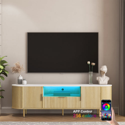 Lving Room Floor-standing TV Cabinet With 16 Color LEDs, Entertainment Center With Storage Doors, TV Console Media Cabinet,  Living Room