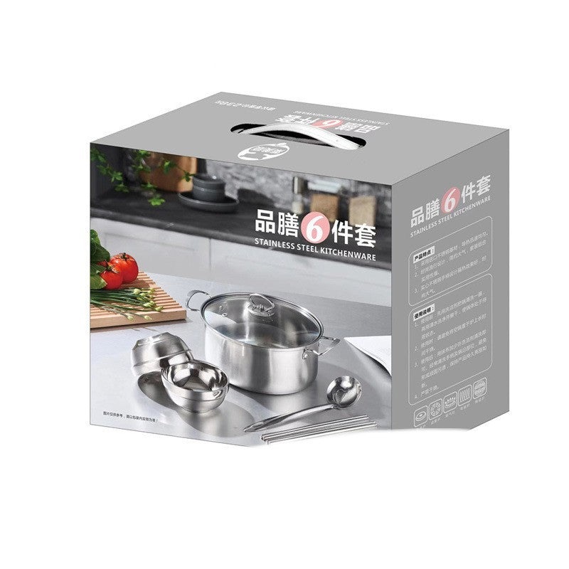 Six-piece Stainless Steel Kitchen Pot Set