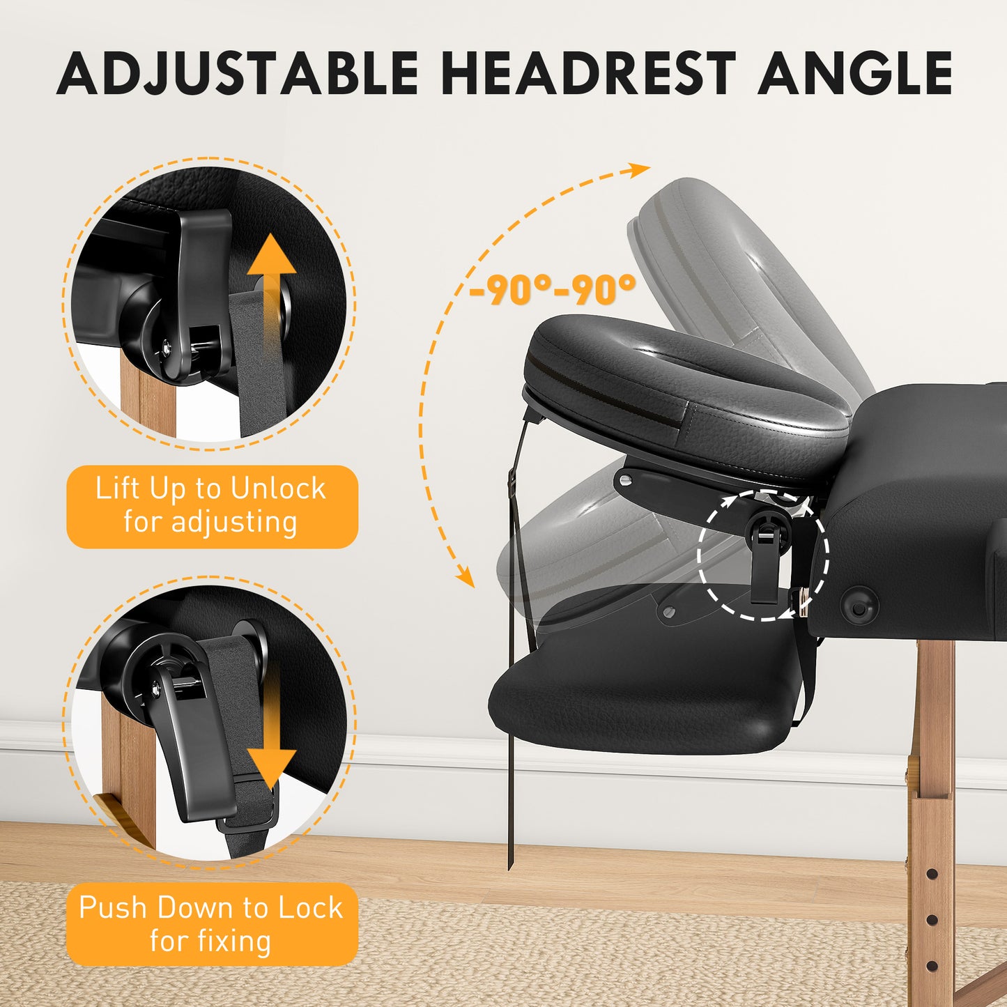 Adjustable Folding Massage Table - Black