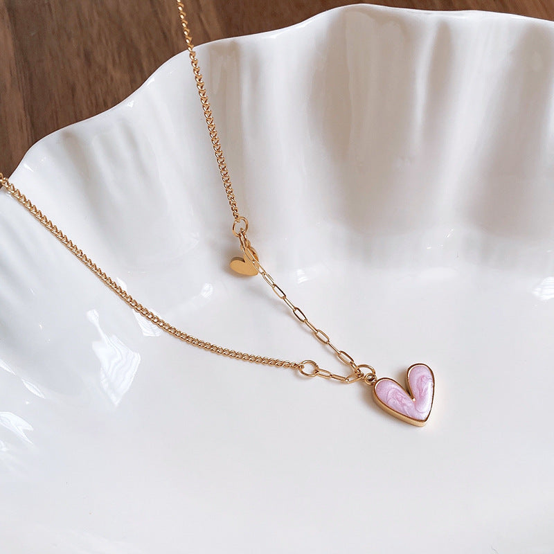 Titanium Steel Stainless Steel Oil Dripping Heart Necklace