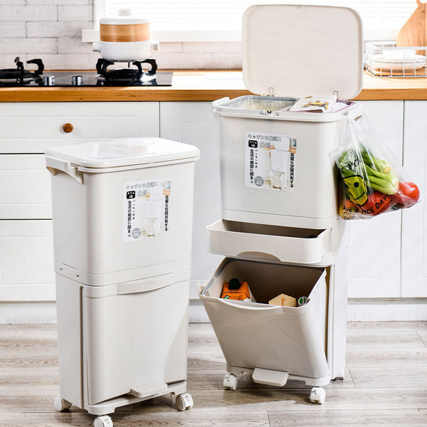 Japanese Style Trash Can Double Layer Sorting For Household Kitchen With Lid