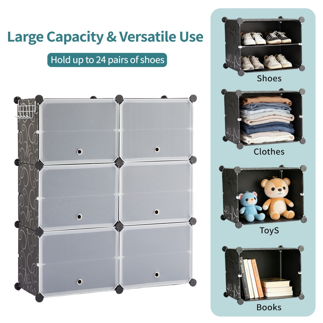 Shoe Rack Storage Cabinet, 8-layer Shoe Storage Cabinet With Door, Stackable And Detachable Shoe Storage Cabinet