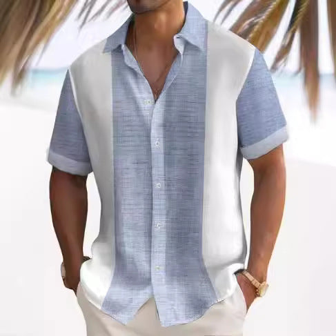 Beach Striped Shirt Short Sleeve Men