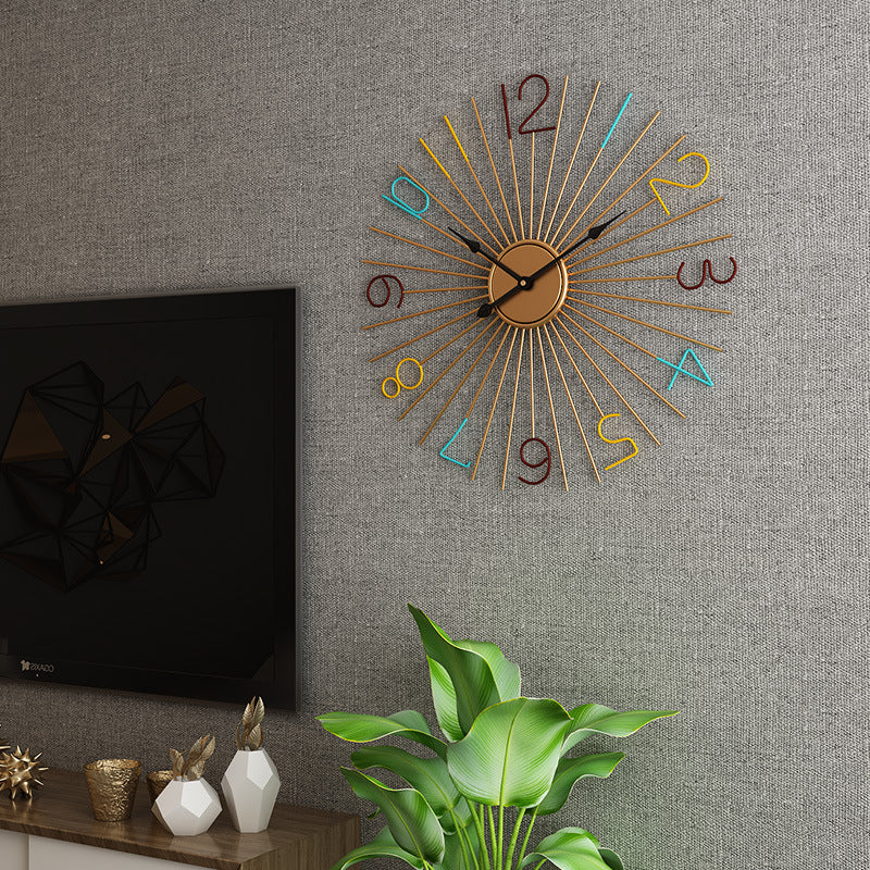 Fashion Silent Metal Wall Clock Creative Living Room