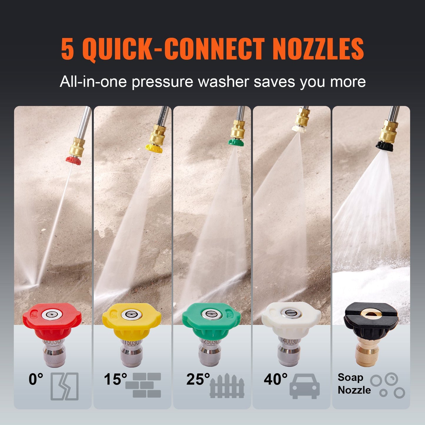 Gas Pressure Washer, 4400 PSI 4.0 GPM, Gas Powered Pressure Washer With Copper Pump, Spray Gun And Extension Wand, 5 Quick Connect Nozzles, For Cleaning Cars, Homes, Driveways, Patios