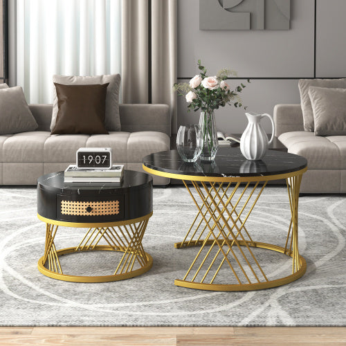 Fibreboard Metal Round Coffee Table
