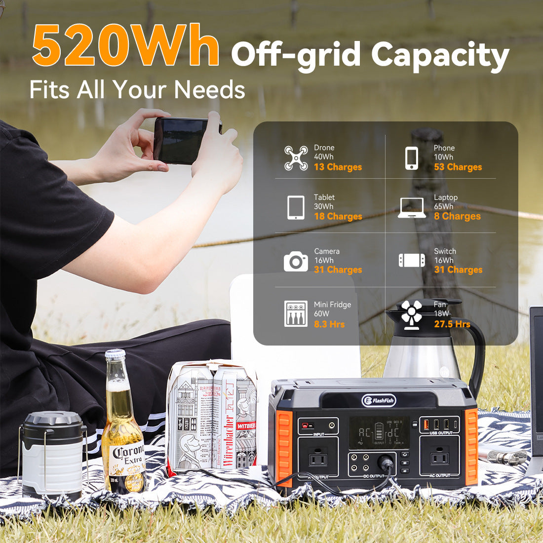 Outdoor Mobile Power Supply 500W Large Capacity 220V Solar Portable
