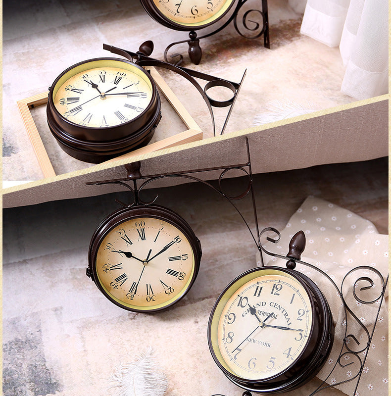 Classical European Style Creative Fashion Double-sided Wall Clock