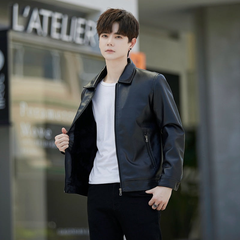Men's Leather Jacket Unlined Coat Casual Jacket