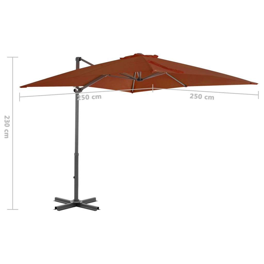 vidaXL Cantilever Garden Parasol with Aluminium Pole Terracotta 250x250 cm