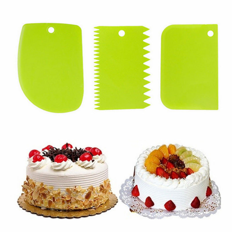 Kitchen Accessories 3Pcs Plastic Baking Cake Scraper Dough V