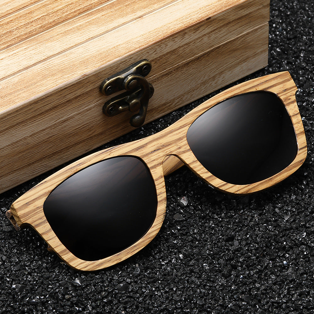 New Bamboo Wood Glasses Trendy Zebra Polarized Sunglasses UV Protection