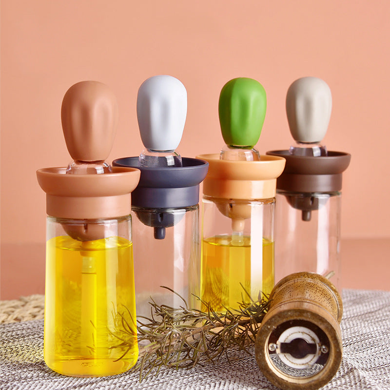 Creative Silicone Brush Head Brush Oil Bottle Kitchen High Temperature Press-type Oil Metering Oil Bottle Outdoor Barbecue Brush